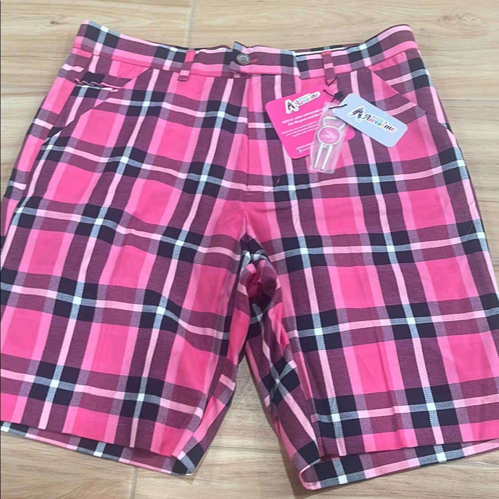 Men's Pink Plaid Shorts